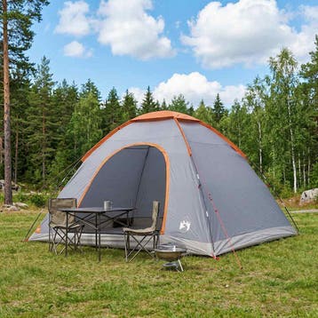 vidaXL Kamperen tent 6-persoons Grijs en Oranje, Verzenden