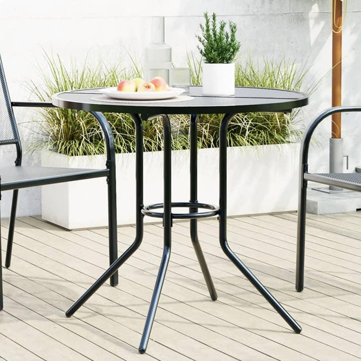 vidaXL Terrastafel rond Ø80x72,5 cm gepoedercoat staal, Tuin en Terras, Tuintafels, Nieuw, Verzenden