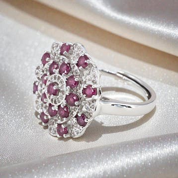 Zonder minimumprijs - Ring Verguld Robijn - Topaas - 18kt, Handtassen en Accessoires, Ringen, Nieuw