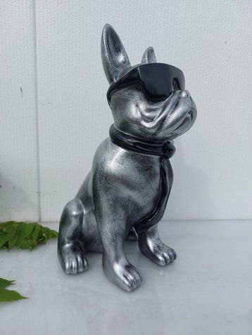 Beeld, French bulldog with tie and sunglasses - 40 cm -