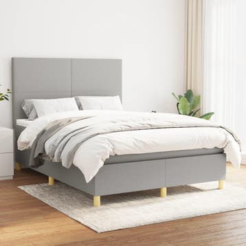 vidaXL Boxspring met matras stof lichtgrijs 140x200 cm, Verzenden