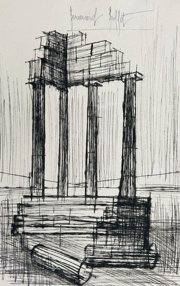 Bernard Buffet (1928-1999) - Pompei - Pointe-sèche originale