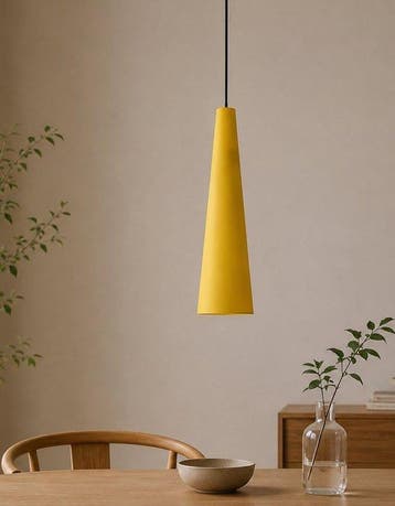 Vistosi - Lampe à suspendre - cône jaune - verre de Murano, Antiquités & Art, Antiquités | Éclairage