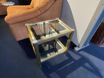 BRASS MIRROR Table - Hollywood Regency - 80s, Antiquités & Art, Ophalen of Verzenden
