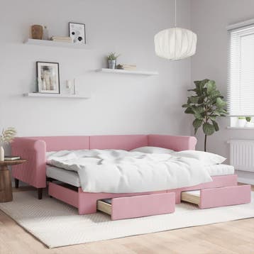 vidaXL Slaapbank met onderschuifbed en lades 100x200 cm, Verzenden, Nieuw