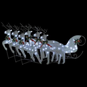 vidaXL Buitenkerstversiering rendieren en slee 140 LEDs wit, Diversen, Verzenden, Nieuw