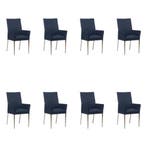 Set van 8 Leren eetkamerstoelen Royal - Toledo Kobalt, Ophalen of Verzenden
