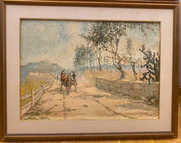 Francesco Pecoraro (XX) - Strada di campagna con carretto