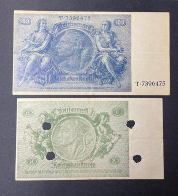 Duitsland. - 50 and 100 Reichsmark ND(1945 - old date 1935)
