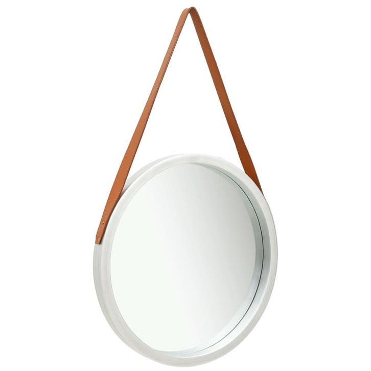 vidaXL Wandspiegel met band 50 cm zilverkleurig, Huis en Inrichting, Woonaccessoires | Spiegels, Nieuw, Verzenden