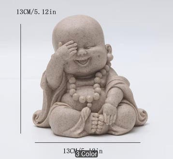 Cute Zen-Inspired Resin Monk Figurine - See No Evil, Hear