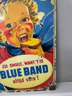 Blue Band – opvallend emaille reclamebord – “Zij smult, want, Antiek en Kunst