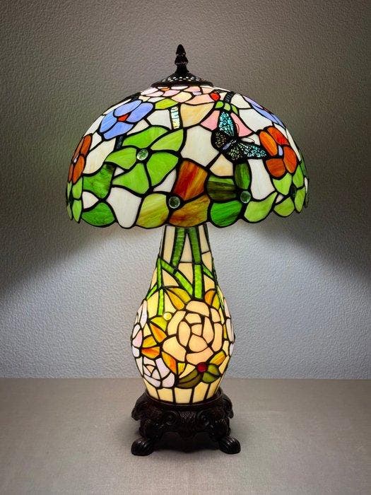 Tiffany tafellamp Studio style Butterfly Aurora Flora met, Antiquités & Art, Art | Objets design