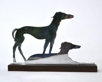 Figure - Greyhounds - Bois, Chromé(e), Antiek en Kunst