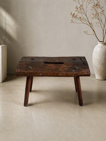rural 19th century milking stool - Kruk - Eik - Stevig