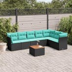 vidaXL 8-delige Loungeset met kussens poly rattan zwart, Verzenden, Nieuw, Loungeset