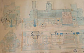 Vincent Raven - A rare Locomotive plan hand drawings and