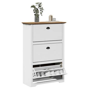 vidaXL Schoenenrek BODO 80x35x118 cm wit en bruin, Verzenden, Nieuw