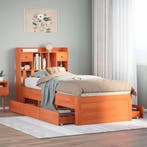 vidaXL Bed met boekenkast zonder matras grenenhout wasbruin, Huis en Inrichting, Verzenden, Nieuw