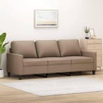 vidaXL Driezitsbank 180 cm kunstleer cappuccinokleurig, Verzenden, Nieuw