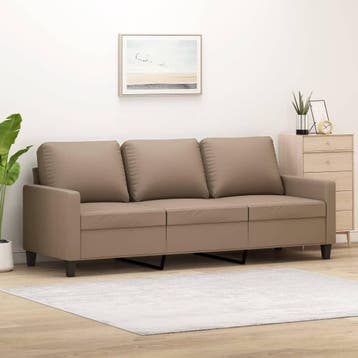 vidaXL Driezitsbank 180 cm kunstleer cappuccinokleurig, Verzenden