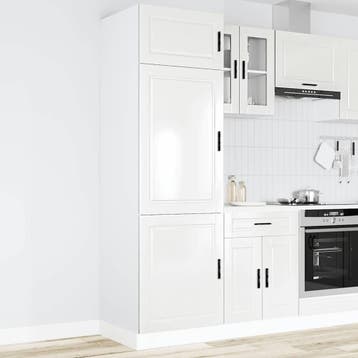 vidaXL Keukenkast Porto bewerkt hout hoogglans wit, Verzenden