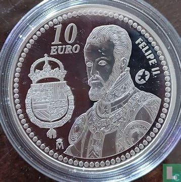 Spanje 10 euro 2009 (PROOF) King Philip II, Postzegels en Munten, Munten | Europa | Euromunten, Verzenden, Goud, Spanje, 10 euro