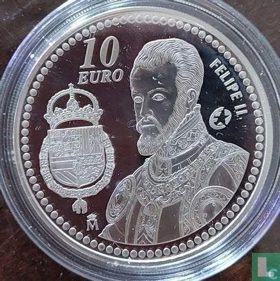 Spanje 10 euro 2009 (PROOF) King Philip II, Postzegels en Munten, Munten | Europa | Euromunten, Losse munt, 10 euro, Goud, Zilver