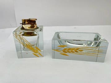 Pagnin & Bon - Cendrier - Métal, verre de Murano - Briquet, Maison & Meubles