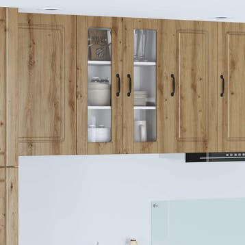 vidaXL Wandglas Kasten PORTO Artisan Eiken 60 x 31 x 80 cm, Verzenden