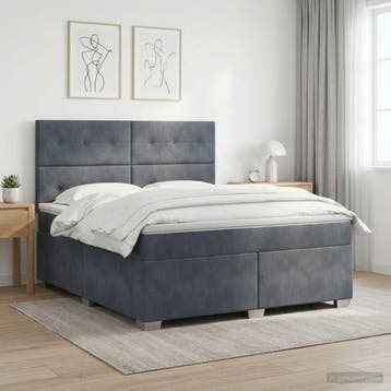 vidaXL Boxspringbed met matras Donkergrijs 140 x 190 cm, Verzenden