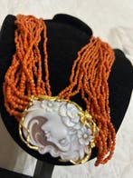 Zonder minimumprijs - Halsketting Zilver - Koraalcollier met, Handtassen en Accessoires, Nieuw