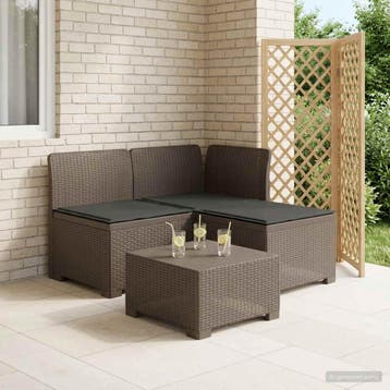 vidaXL 3-Zits Tu bank met Kussens Rattan Look 3-zits PP, Verzenden, Nieuw