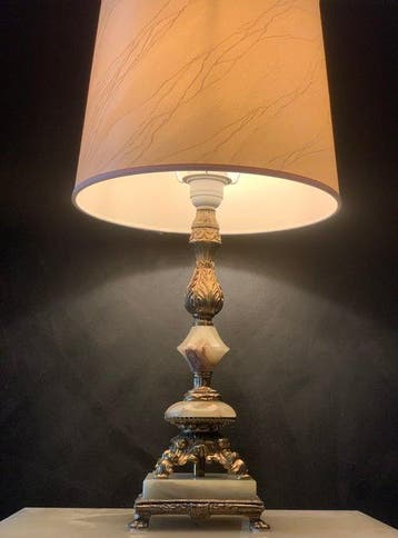 Lampe de table - Onyx, Laiton - Style néoclassique / Louis