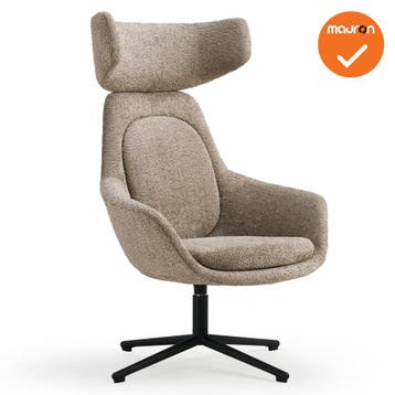 Luxe ster-poots Fauteuil - Met hoofdsteun - Beige stoffering, Vergader- of Presentatieruimte, Ophalen of Verzenden, Nieuw zonder verpakking