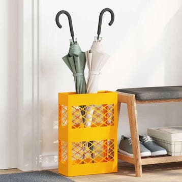 vidaXL Regen Paraplu Stand Mosterdgeel 28 x 12 x 41 cm Staal, Huis en Inrichting, Woonaccessoires | Paraplubakken, Verzenden, Nieuw