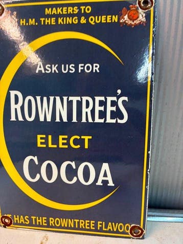 Rowntree’s Elect Cocoa – Klassiek Emaille Reclamebord -