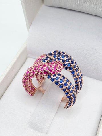 Zonder minimumprijs - Cocktailring Zilver, 9 KT Rose Gold -