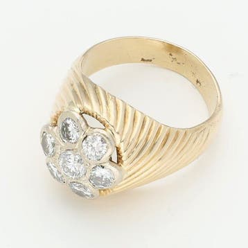 Bague - 14 carats Or jaune, Or blanc Diamant (Naturelle), Nieuw