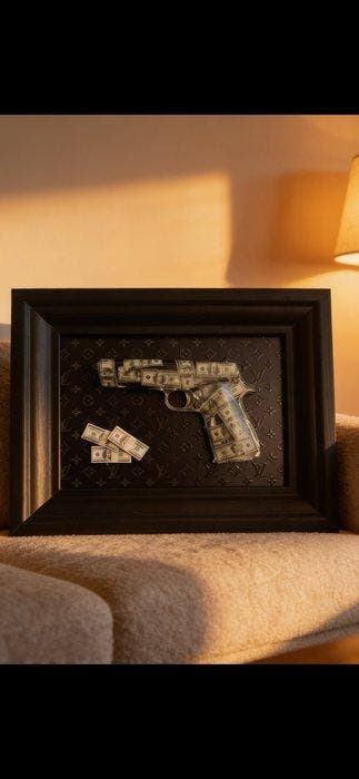 Matis Nathalie FalenArt - Money Gun, Antiek en Kunst, Kunst | Designobjecten