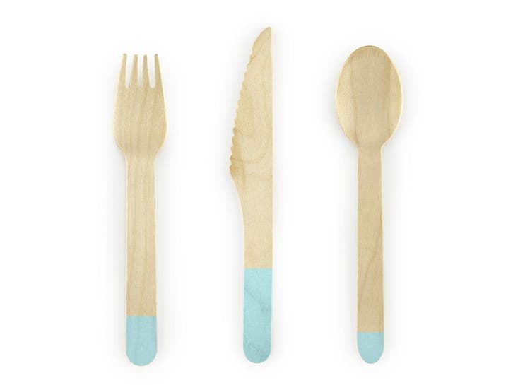Houten Bestek Mintgroen 16cm 18 delig, Hobby & Loisirs créatifs, Articles de fête, Envoi