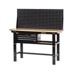 Werkbank zwart 150 cm met hardhouten blad + gereedschapskist, Ophalen of Verzenden, Nieuw