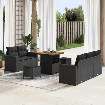 vidaXL Tuinbank Set 8 st 5-Aantal zitplaatsen Zwart poly, Verzenden, Nieuw