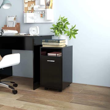 vidaXL Bijzetkast met wielen 33x38x60 cm bewerkt hout zwart, Verzenden