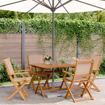 vidaXL 5-delige Tuinset massief hout en stof taupe, Verzenden, Tuinset