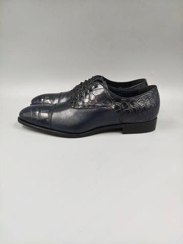 Dami-Crocodile Mixed-44- Blue Oxfords-Toe Cap - Chaussures à, Nieuw