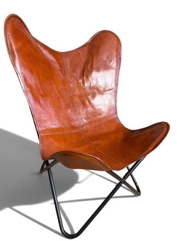 Fauteuil - Leder, Metaal - Vlinderstoel - butterfly