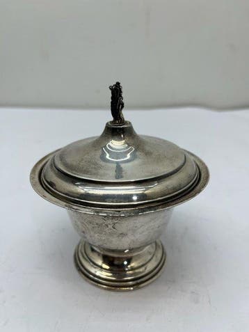 Kom - Glas, Argento 800 - Kom met deksel, Antiek en Kunst