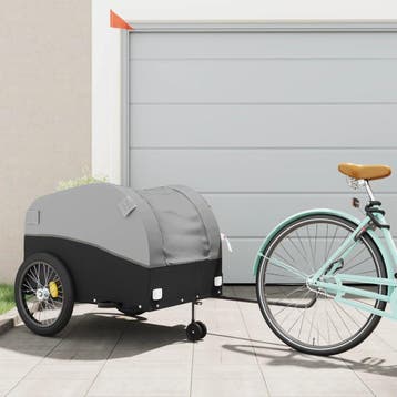 vidaXL Fietstrailer 45 kg ijzer zwart en grijs, Verzenden, Nieuw