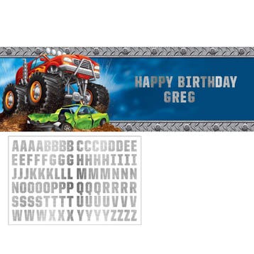Monster Truck Banner Personaliseerbaar 1,5m, Hobby & Loisirs créatifs, Verzenden